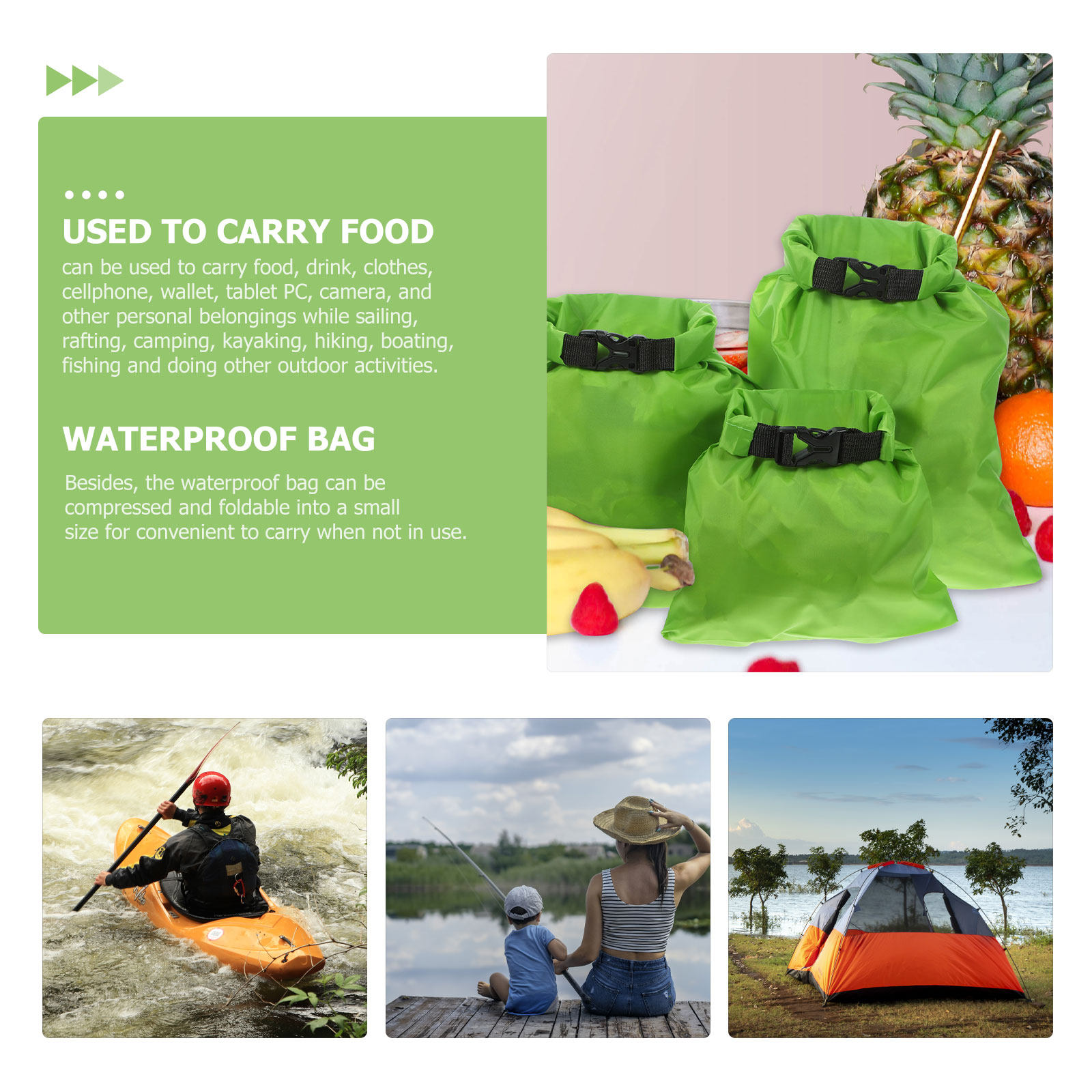 3Pcs Outdoor Waterproof Dry Ba - Fishing Kayak Storage Bag ulasan dan harga
